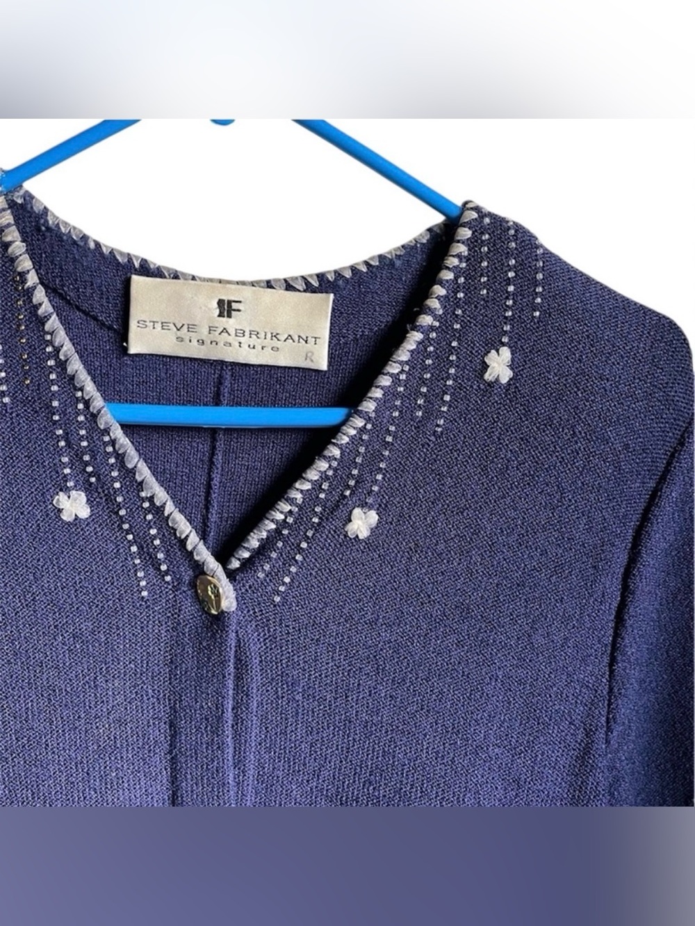 Vintage Steve Fabrikant Sweater Dress Blue Wool Blend Knit Large